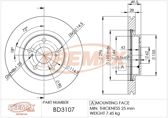 FREMAX féktárcsa - BD-3107 - TothCarparts