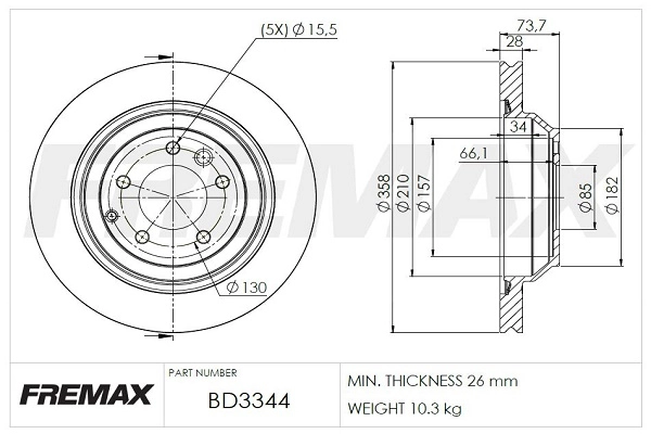 FREMAX féktárcsa - BD-3344 - TothCarparts