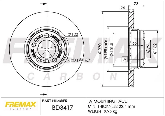 FREMAX féktárcsa - BD-3417 - TothCarparts