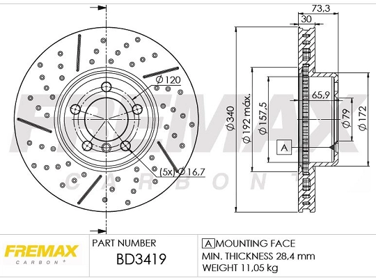 FREMAX féktárcsa - BD-3419 - TothCarparts