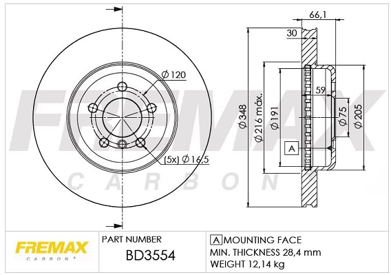 FREMAX féktárcsa - BD-3554 - TothCarparts