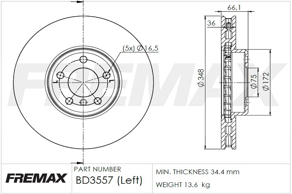 FREMAX féktárcsa - BD-3557 - TothCarparts