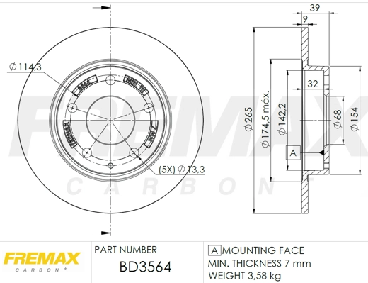 FREMAX féktárcsa - BD-3564 - TothCarparts