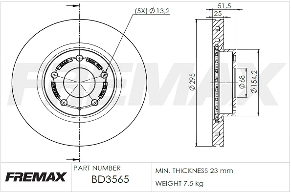 FREMAX féktárcsa - BD-3565 - TothCarparts