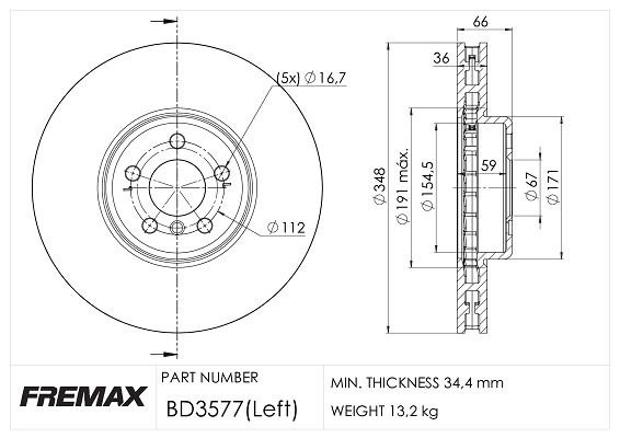 FREMAX féktárcsa - BD-3577 - TothCarparts