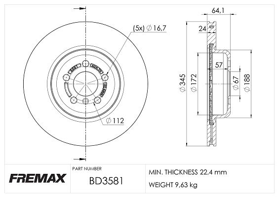 FREMAX féktárcsa - BD-3581 - TothCarparts