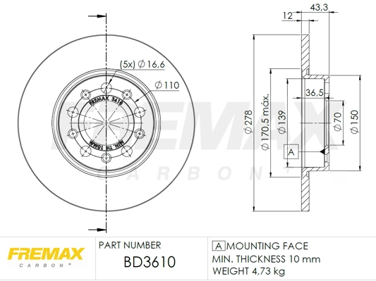 FREMAX féktárcsa - BD-3610 - TothCarparts