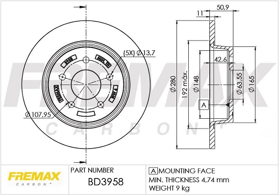 FREMAX féktárcsa - BD-3958 - TothCarparts