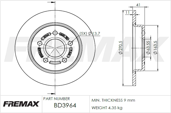 FREMAX féktárcsa - BD-3964 - TothCarparts