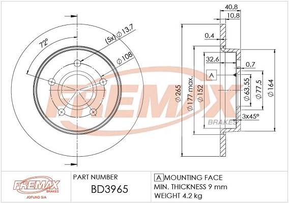 FREMAX féktárcsa - BD-3965 - TothCarparts