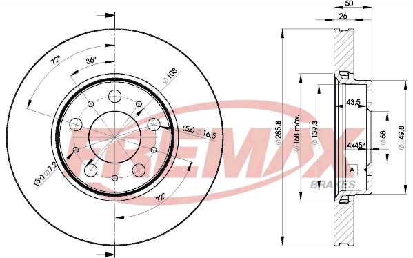 FREMAX féktárcsa - BD-4046 - TothCarparts