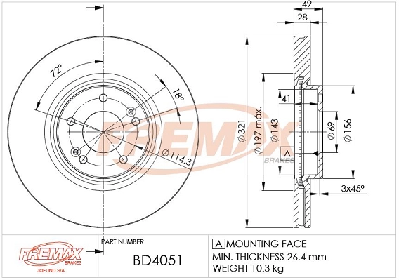 FREMAX féktárcsa - BD-4051 - TothCarparts
