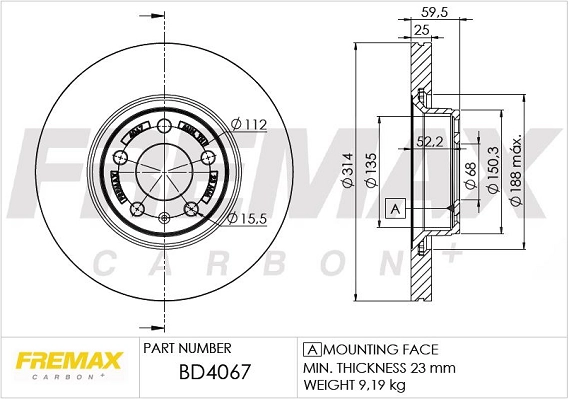 FREMAX féktárcsa - BD-4067 - TothCarparts