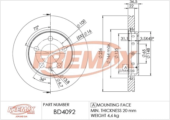 FREMAX féktárcsa - BD-4092 - TothCarparts