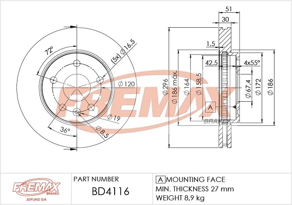 FREMAX féktárcsa - BD-4116 - TothCarparts