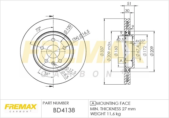 FREMAX féktárcsa - BD-4138 - TothCarparts