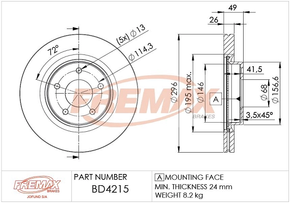 FREMAX féktárcsa - BD-4215 - TothCarparts
