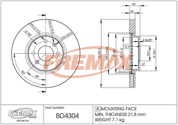 FREMAX féktárcsa - BD-4304 - TothCarparts