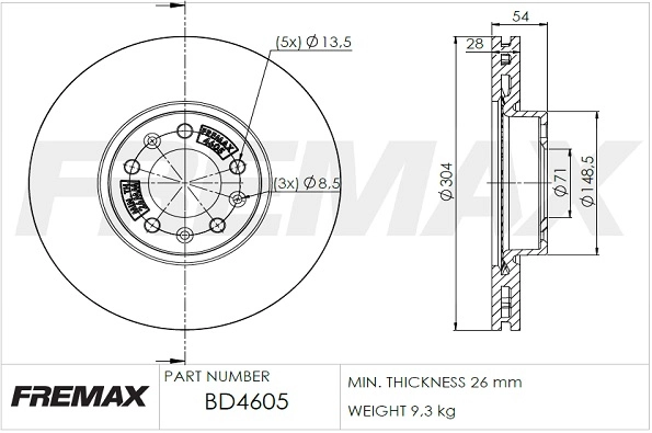 FREMAX féktárcsa - BD-4605 - TothCarparts