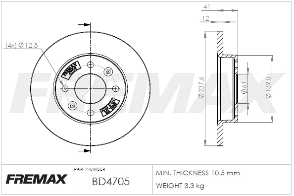 FREMAX féktárcsa - BD-4705 - TothCarparts