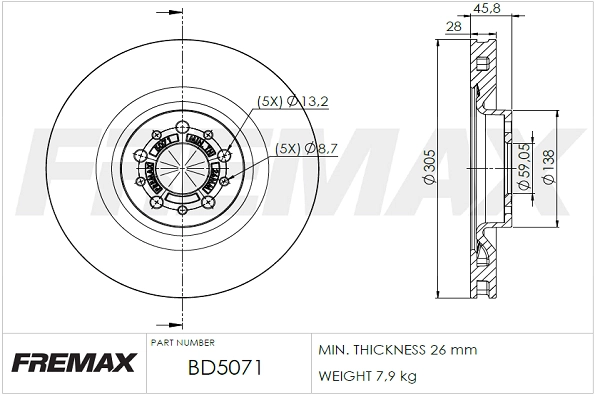 FREMAX féktárcsa - BD-5071 - TothCarparts