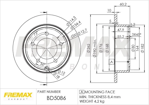 FREMAX féktárcsa - BD-5086 - TothCarparts