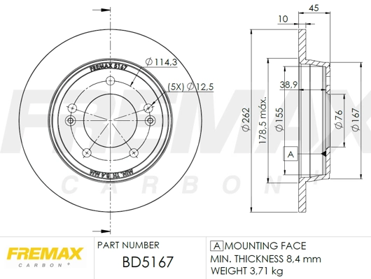 FREMAX féktárcsa - BD-5167 - TothCarparts