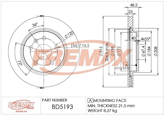 FREMAX féktárcsa - BD-5193 - TothCarparts