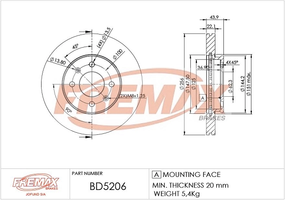 FREMAX féktárcsa - BD-5206 - TothCarparts