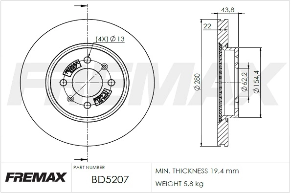 FREMAX féktárcsa - BD-5207 - TothCarparts