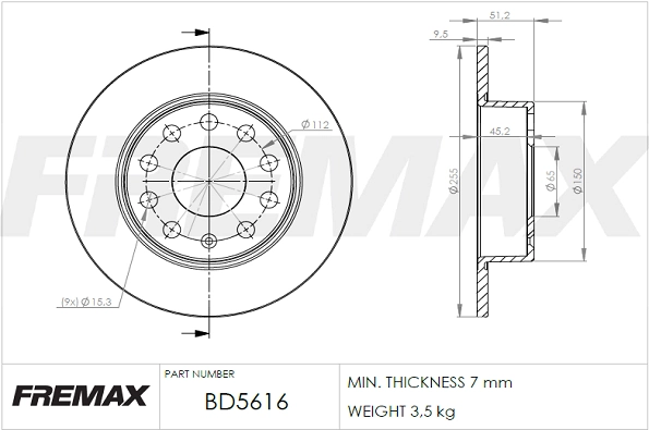 FREMAX féktárcsa - BD-5616 - TothCarparts