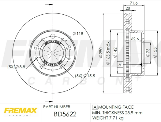FREMAX féktárcsa - BD-5622 - TothCarparts