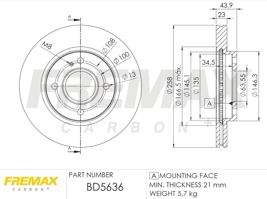 FREMAX féktárcsa - BD-5636 - TothCarparts