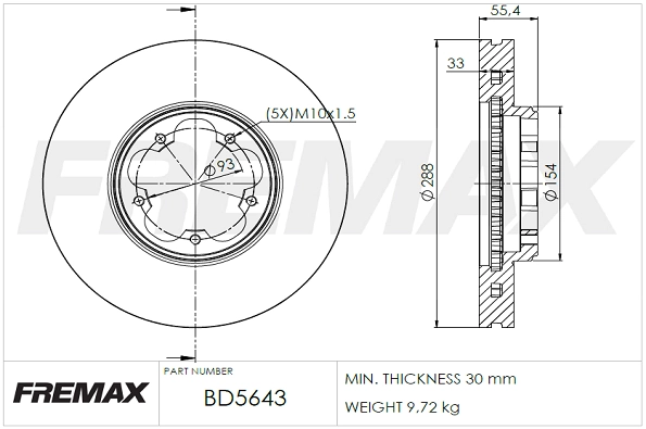 FREMAX féktárcsa - BD-5643 - TothCarparts