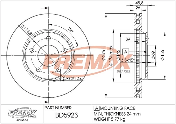 FREMAX féktárcsa - BD-5923 - TothCarparts