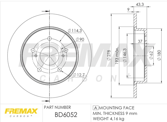 FREMAX féktárcsa - BD-6052 - TothCarparts