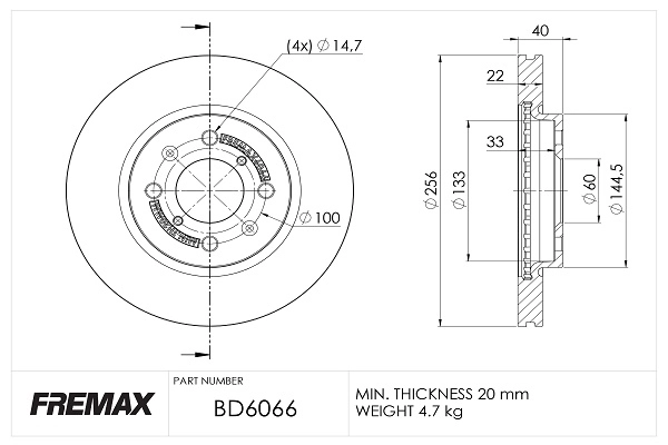 FREMAX féktárcsa - BD-6066 - TothCarparts