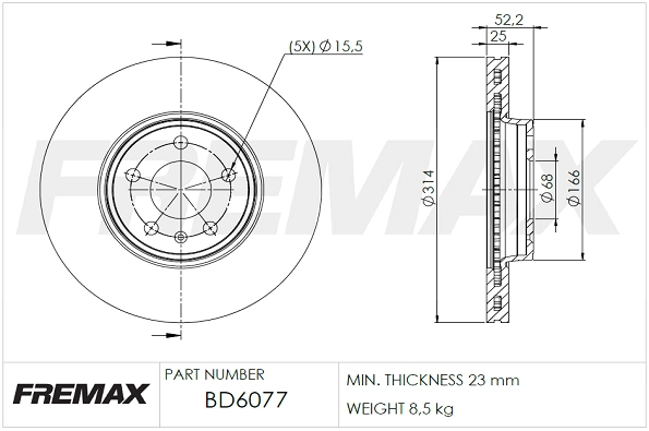 FREMAX féktárcsa - BD-6077 - TothCarparts
