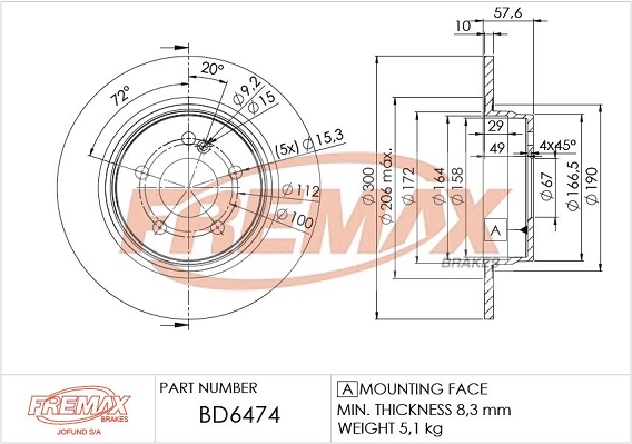 FREMAX féktárcsa - BD-6474 - TothCarparts