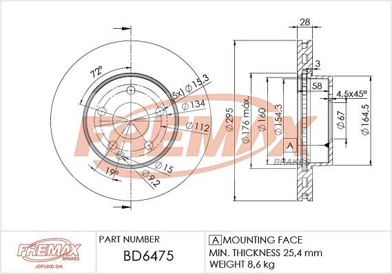 FREMAX féktárcsa - BD-6475 - TothCarparts