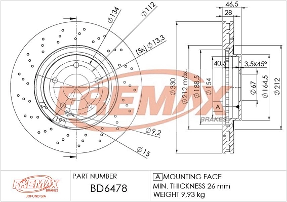FREMAX féktárcsa - BD-6478 - TothCarparts
