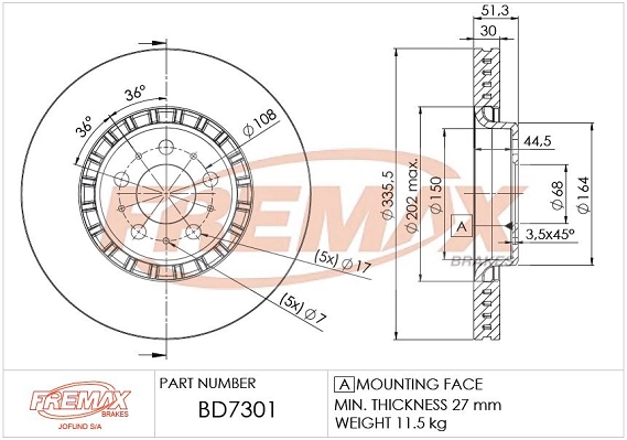 FREMAX féktárcsa - BD-7301 - TothCarparts