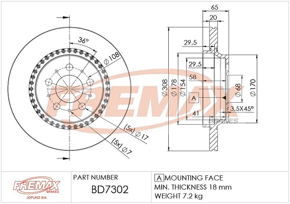 FREMAX féktárcsa - BD-7302 - TothCarparts