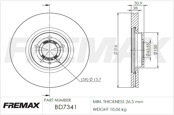 FREMAX féktárcsa - BD-7341 - TothCarparts