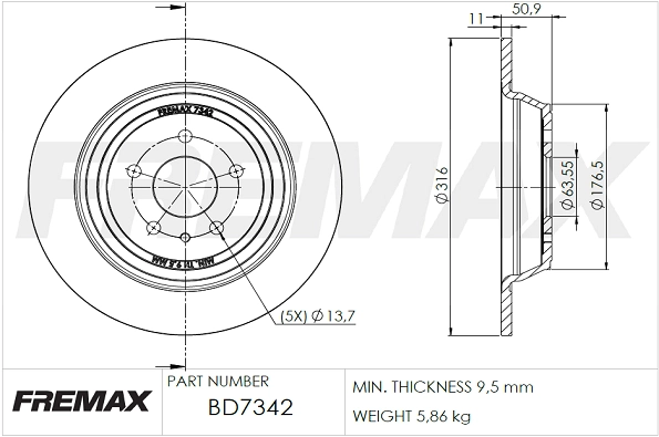 FREMAX féktárcsa - BD-7342 - TothCarparts
