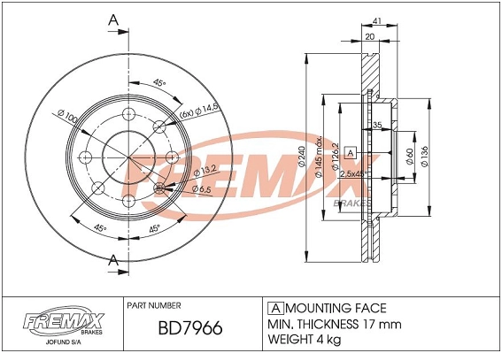 FREMAX féktárcsa - BD-7966 - TothCarparts