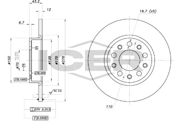 ICER féktárcsa - 78BD3610-2 - TothCarparts