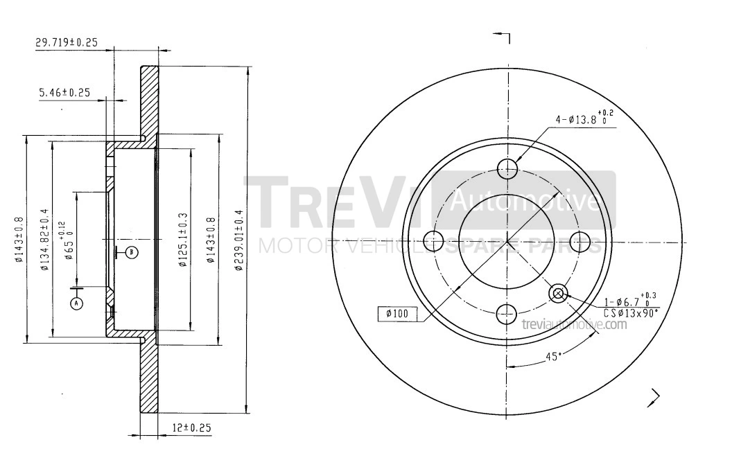 TREVI AUTOMOTIVE féktárcsa - BD1010 - TothCarparts