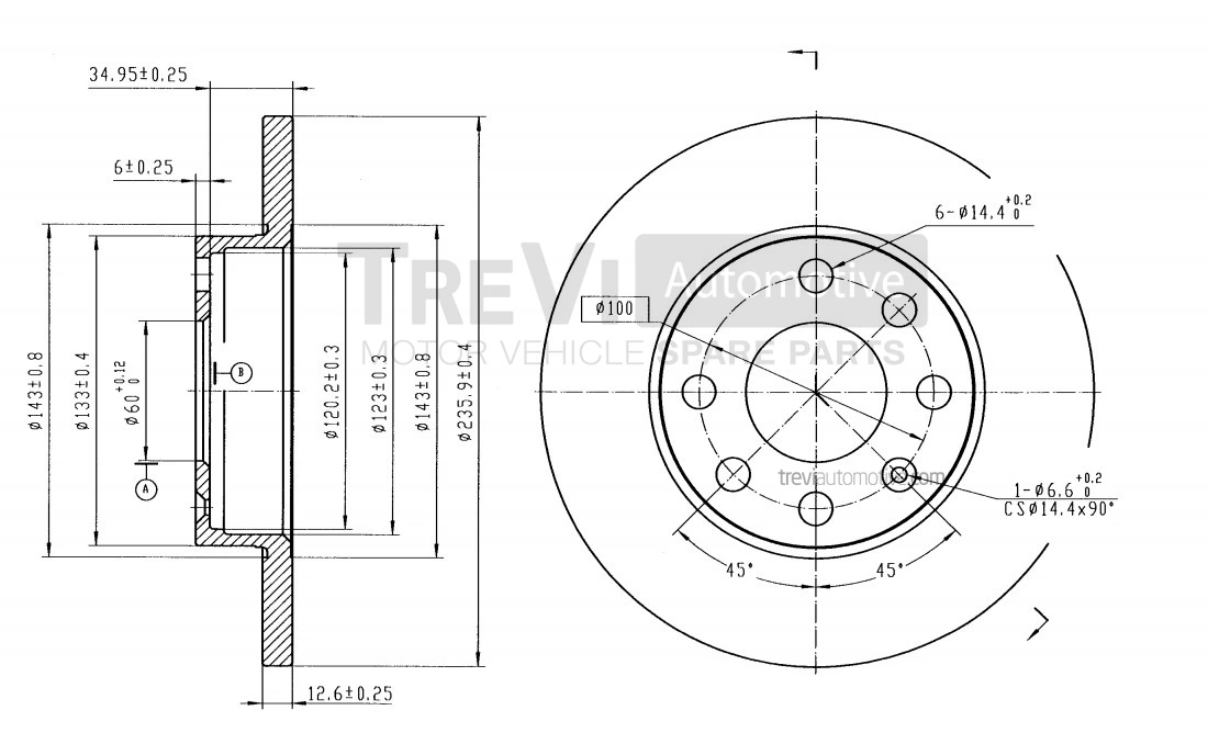 TREVI AUTOMOTIVE féktárcsa - BD1011 - TothCarparts
