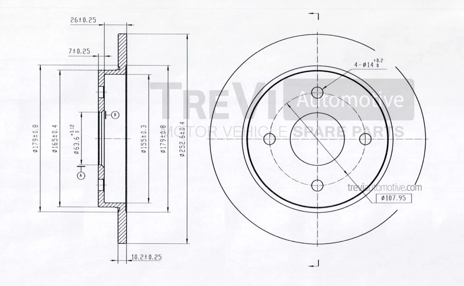 TREVI AUTOMOTIVE féktárcsa - BD1013 - TothCarparts